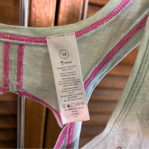 Ivivva size 14 peppermint tank with cute cut out on the back - Picture 4 of 5